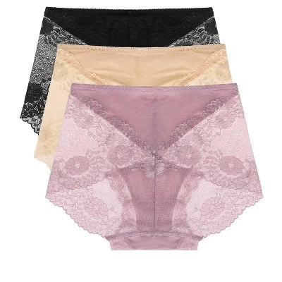 Agnes Orinda Women's 3 Pack Underwear Soft Briefs Lace Panties 3 Agnes Orinda Women's 3 Pack Underwear Soft Briefs Lace Panties
