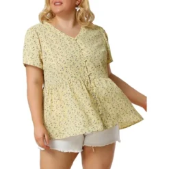 Agnes Orinda Women's Plus Size V Neck Ruffle Hem Short Sleeve Cinched Waist Floral Peplum Top 19 Agnes Orinda Women's Plus Size V Neck Ruffle Hem Short Sleeve Cinched Waist Floral Peplum Top -Agnes Orinda GUEST 01707b81 61b0 4067 92c6 53d0a390edc2