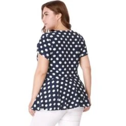 Agnes Orinda Women's Plus Size Polka Dots Fashion Workout Elegant Short Sleeves Peplum Top -Agnes Orinda GUEST 01ca5eac e983 455f 933c 2bbe0cca69c2