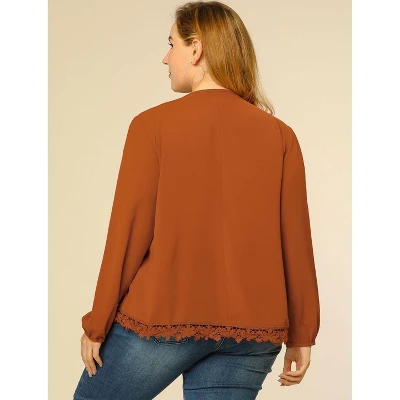 Agnes Orinda Women's Plus Size Fashion Pleated V Neck Long Sleeve Solid Blouses 6 Agnes Orinda Women's Plus Size Fashion Pleated V Neck Long Sleeve Solid Blouses - Image 4