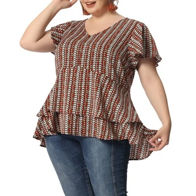Agnes Orinda Women's Plus Size Retro Layered Peplum Boho Blouse 10 Agnes Orinda Women's Plus Size Retro Layered Peplum Boho Blouse - Image 8