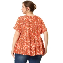 Agnes Orinda Women's Plus Size Peplum Babydoll Round Neck Flutter Sleeve Leopard Print Business Casual Blouse -Agnes Orinda GUEST 03f2acca ab5c 4b23 b30e 9c6205039637