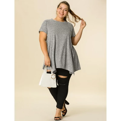 Agnes Orinda Women's Plus Size Ribbed Asymmetrical Hem Summer Casual Peasant Top 4 Agnes Orinda Women's Plus Size Ribbed Asymmetrical Hem Summer Casual Peasant Top - Image 2