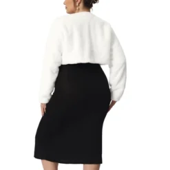 Agnes Orinda Women's Plus Size Trendy Faux Fur Warm Open Front Lightweight Cropped Cardigan -Agnes Orinda GUEST 04857102 5248 41f7 91d6 c157379a0447