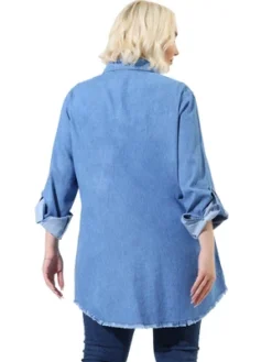 Agnes Orinda Women's Plus Size Lightweight Button Down Denim Long Sleeve Shirt Jacket -Agnes Orinda GUEST 057a6c02 82c4 47f9 908c 48bf8be35ecd