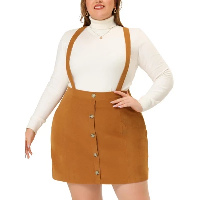 Agnes Orinda Women's Plus Size Corduroy Suspender Elastic Back A-Line Mini Skirt 7 Agnes Orinda Women's Plus Size Corduroy Suspender Elastic Back A-Line Mini Skirt - Image 5
