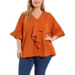 Agnes Orinda Women' S Plus Size V Neck Ruffle Smocked Sleeve Blouses 25 Agnes Orinda Women' S Plus Size V Neck Ruffle Smocked Sleeve Blouses -Agnes Orinda GUEST 05c6a967 e2a4 4d65 82f3 2c598118d32c