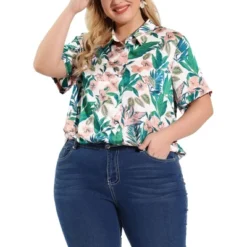 Agnes Orinda Women's Plus Size Shirts Turndown Collar Button Down Full Placket Short Sleeve Floral Summer Shirt 13 Agnes Orinda Women's Plus Size Shirts Turndown Collar Button Down Full Placket Short Sleeve Floral Summer Shirt -Agnes Orinda GUEST 078096ea dc17 4660 9959 e551e324bb16