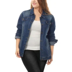 Agnes Orinda Women's Plus Size Outerwear Button Front Washed Denim Jean Jacket -Agnes Orinda GUEST 085765e4 3c56 415e 9692 d1ad08160e93