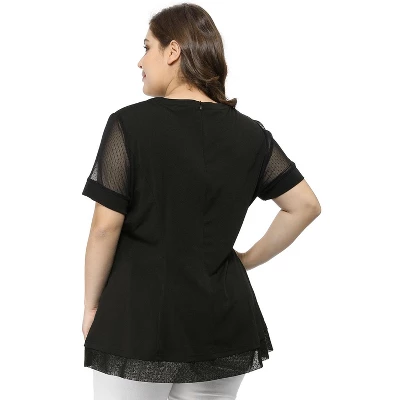 Agnes Orinda Women's Plus Size Round Neck Lace Swing Yoke Top 6 Agnes Orinda Women's Plus Size Round Neck Lace Swing Yoke Top - Image 4
