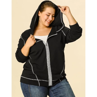 Agnes Orinda Women's Plus Size Hoodie Zip Front Long Sleeve With Pockets Track Jacket 3 Agnes Orinda Women's Plus Size Hoodie Zip Front Long Sleeve With Pockets Track Jacket