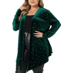 Agnes Orinda Women's Plus Size Elegant 3/4 Sleeve Star Print Shrug Cardigan -Agnes Orinda GUEST 09d2636f cd78 4b96 9019 07660a14e21f