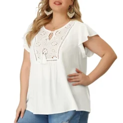 Agnes Orinda Women's Plus Size Blouse Ruffle Sleeve Lace Trim Tie Neck Peasant Top 13 Agnes Orinda Women's Plus Size Blouse Ruffle Sleeve Lace Trim Tie Neck Peasant Top -Agnes Orinda GUEST 0a8eabfa 93d9 4144 b074 b1a138127b53