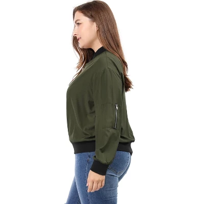 Agnes Orinda Women Plus Size Contrast Trim Zipper Pocket Lightweight Bomber Jacket 3 Agnes Orinda Women Plus Size Contrast Trim Zipper Pocket Lightweight Bomber Jacket