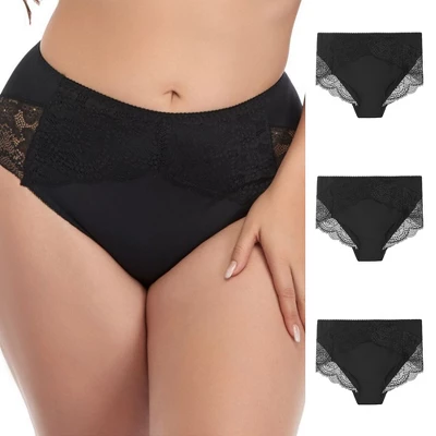 Agnes Orinda Women's 3-Pack Lace Trim High Rise Solid Brief Stretchy Underwear 10 Agnes Orinda Women's 3-Pack Lace Trim High Rise Solid Brief Stretchy Underwear - Image 8