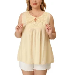 Agnes Orinda Women's Plus Size Blouses Lace Swiss Dots Sleeveless Summer Babydoll Tops -Agnes Orinda GUEST 0be614d2 91df 4f7a a566 ef609081d4f5