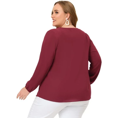 Agnes Orinda Women's Plus Size Office Fashion Long Sleeves Ribbon Front Chiffon Top 5 Agnes Orinda Women's Plus Size Office Fashion Long Sleeves Ribbon Front Chiffon Top - Image 3