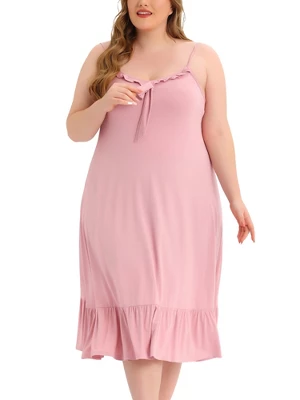 Agnes Orinda Women's Plus Size Nightgown Ruffle Hem Comfy Adjustable Strap Sleepdress 3 Agnes Orinda Women's Plus Size Nightgown Ruffle Hem Comfy Adjustable Strap Sleepdress