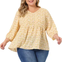 Agnes Orinda Women's Plus Size Babydoll 3/4 Sleeve Floral Flowy Blouse 27 Agnes Orinda Women's Plus Size Babydoll 3/4 Sleeve Floral Flowy Blouse -Agnes Orinda GUEST 0e0e9ced 1f89 41bc aec1 042c72aa687e