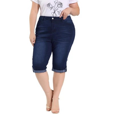 Agnes Orinda Women's Plus Size Mid-Rise Curvy Skinny Stretch Denim Jean Capri 10 Agnes Orinda Women's Plus Size Mid-Rise Curvy Skinny Stretch Denim Jean Capri - Image 8