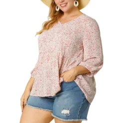 Agnes Orinda Women's Plus Size Babydoll 3/4 Sleeve Floral Flowy Blouse 21 Agnes Orinda Women's Plus Size Babydoll 3/4 Sleeve Floral Flowy Blouse -Agnes Orinda GUEST 0e84026e a0f0 4418 85f6 7b6f575249ad