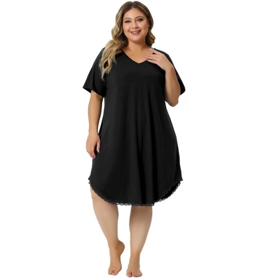 Agnes Orinda Women's Plus Size V Neck Short Sleeve Lace Trim Hem Nightgown 4 Agnes Orinda Women's Plus Size V Neck Short Sleeve Lace Trim Hem Nightgown - Image 2