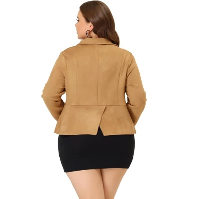 Agnes Orinda Women's Plus Size Suede Turn-Down Collar Flap Pockets Zip Up Faux Suede Biker Motor Jacket 5 Agnes Orinda Women's Plus Size Suede Turn-Down Collar Flap Pockets Zip Up Faux Suede Biker Motor Jacket - Image 3