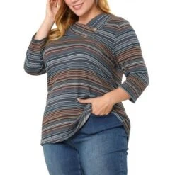 Agnes Orinda Women' S Plus Size 3/4 Sleeve V Neck Stripe Boho Knit Casual Blouse 18 Agnes Orinda Women' S Plus Size 3/4 Sleeve V Neck Stripe Boho Knit Casual Blouse -Agnes Orinda GUEST 103c836c 6d04 40af 9eef 0787edcd46df