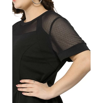 Agnes Orinda Women's Plus Size Round Neck Lace Swing Yoke Top 7 Agnes Orinda Women's Plus Size Round Neck Lace Swing Yoke Top - Image 5