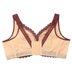 Agnes Orinda Women Plus Wirefree 5-Hook Sheer Lace Trim Adjustable Straps Comfort Bra