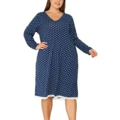 Agnes Orinda Women's Plus Size Polka Dots Lace Long Sleeve Nightgown 11 Agnes Orinda Women's Plus Size Polka Dots Lace Long Sleeve Nightgown -Agnes Orinda GUEST 121c3fba a82d 403e a4e1 4dea0bee69d1