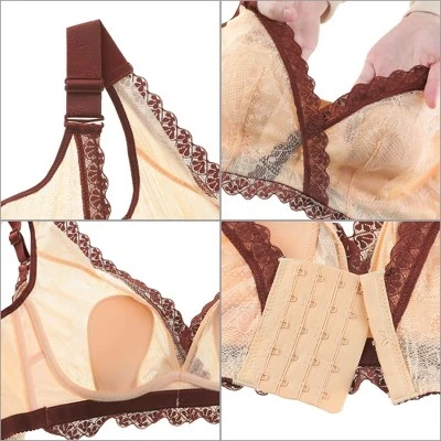 Agnes Orinda Women Plus Wirefree 5-Hook Sheer Lace Trim Adjustable Straps Comfort Bra 4 Agnes Orinda Women Plus Wirefree 5-Hook Sheer Lace Trim Adjustable Straps Comfort Bra - Image 2