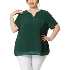 Agnes Orinda Women's Plus Size Pin Dots V-Neck Dressy Trendy Fashion Summer Blouses -Agnes Orinda GUEST 1363bee4 1283 47a0 9b47 a14f62241fe8