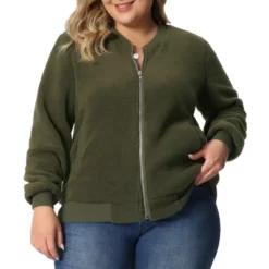 Agnes Orinda Women's Plus Size Shearling Fluffy Fuzzy Long Sleeve Zip Up Fleece Jackets -Agnes Orinda GUEST 13c7dd40 5783 4b59 954e 670d8c4cc72c