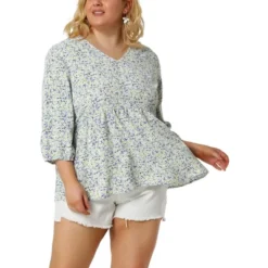 Agnes Orinda Women's Plus Size Babydoll 3/4 Sleeve Floral Flowy Blouse 24 Agnes Orinda Women's Plus Size Babydoll 3/4 Sleeve Floral Flowy Blouse -Agnes Orinda GUEST 1586c770 5e04 49e7 932f d4f189d7bec7
