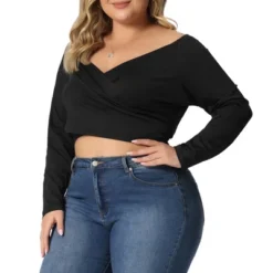 Agnes Orinda Women's Plus Size Off Shoulder Crop Cross Wrap Fashion Blouse 11 Agnes Orinda Women's Plus Size Off Shoulder Crop Cross Wrap Fashion Blouse -Agnes Orinda GUEST 15f00574 ad30 4bd9 b5cb a93bb62c1059