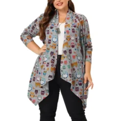 Agnes Orinda Women's Plus Size Owl Print Sweater Kint Cardigans -Agnes Orinda GUEST 1626b131 d9d5 474b 875f 7b02e8a5ae9f