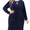 Agnes Orinda Women's Plus Size Velvet Bodycon Keyhole Party Mini Dress -Agnes Orinda GUEST 172161c3 3d36 4fe5 982f bccd7f668179
