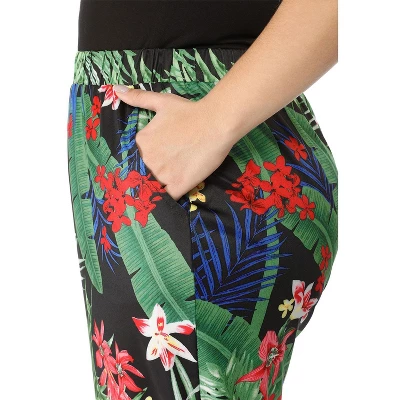 Agnes Orinda Women's Plus Size Adjustable Elastic Waist Pockets Tropical Harem Jogger Pants 7 Agnes Orinda Women's Plus Size Adjustable Elastic Waist Pockets Tropical Harem Jogger Pants - Image 5