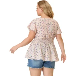 Agnes Orinda Women's Plus Size Peplum Top Flare Sleeve Casual V Neck Smocked Waist Floral Blouses -Agnes Orinda GUEST 190d2a30 5421 4591 88dd 4331f1848f11