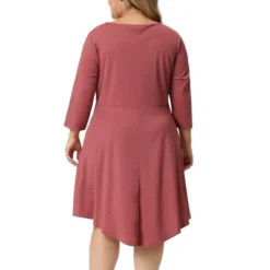 Agnes Orinda Women's Plus Size V Neck 3/4 Sleeve Casual Swing Loose A-Line Dresses -Agnes Orinda GUEST 1a4a3118 08b5 49fb b759 fe1b9b774093
