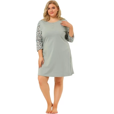 Agnes Orinda Women's Plus Size Cute Floral 3/4 Sleeve Floral Print Nightgowns 5 Agnes Orinda Women's Plus Size Cute Floral 3/4 Sleeve Floral Print Nightgowns - Image 3