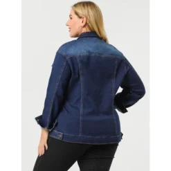 Agnes Orinda Women's Plus Size Outerwear Button Front Washed Denim Jean Jacket -Agnes Orinda GUEST 1d062426 4c31 4273 8dc3 8e5ffd059605