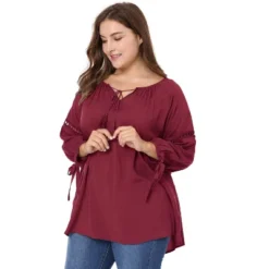 Agnes Orinda Women's Plus Size Long Sleeve Tie Winter Trendy Basic Tunic Blouse -Agnes Orinda GUEST 1d58e7f4 7a5a 4d7b b66b d4f259d0a3f6