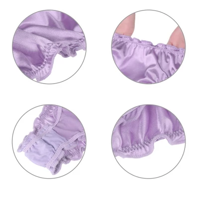 Agnes Orinda Women Plus Mid-Rise Frill Trim Elastic Waist Satin Bikini Purple Thong Medium 5 Agnes Orinda Women Plus Mid-Rise Frill Trim Elastic Waist Satin Bikini Purple Thong Medium - Image 3