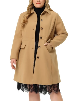 Agnes Orinda Women's Plus Size Winter Outerwear Single Breasted Long Overcoats 3 Agnes Orinda Women's Plus Size Winter Outerwear Single Breasted Long Overcoats