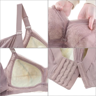 Agnes Orinda Women Plus Push-Up Wirefree 4-Hook Lace Trim Adjustable Straps Comfort Bra 4 Agnes Orinda Women Plus Push-Up Wirefree 4-Hook Lace Trim Adjustable Straps Comfort Bra - Image 2