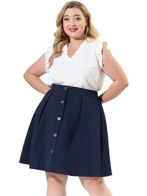 Agnes Orinda Women's Plus Size Work A Line Elastic Waist Flare Skirts 5 Agnes Orinda Women's Plus Size Work A Line Elastic Waist Flare Skirts - Image 3