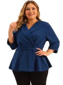Agnes Orinda Women's Plus Size Ruffle Peplum Ruched Curvy Formal Outfits Blazers -Agnes Orinda GUEST 1ee6c5c2 3dcf 40b6 8194 a20dcf8b8619