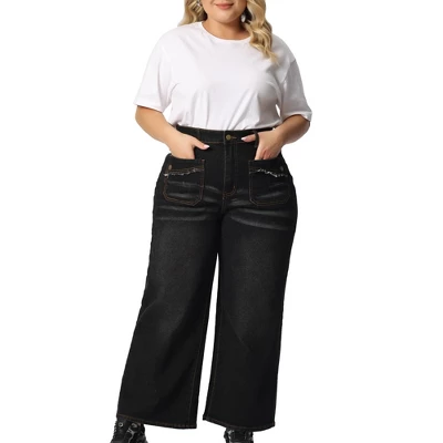 Agnes Orinda Women's Plus Size Wide Leg Stretch Washed Palazzo Denim Jeans 8 Agnes Orinda Women's Plus Size Wide Leg Stretch Washed Palazzo Denim Jeans - Image 6